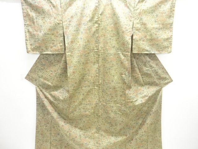 JAPANESE KIMONO / OMESHI / NISHIJIN-ORI / UNUSED / WOVEN FLORAL PLANTS